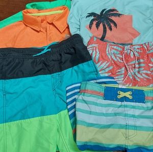 Boy's Swim Trunk Bundle And Shirts Rashgaurd Size Large 12-14